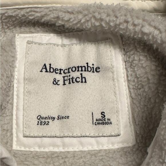 Abercrombie & Fitch Fleece Jacket White Cream and Gray Size Small - Picture 3 of 8